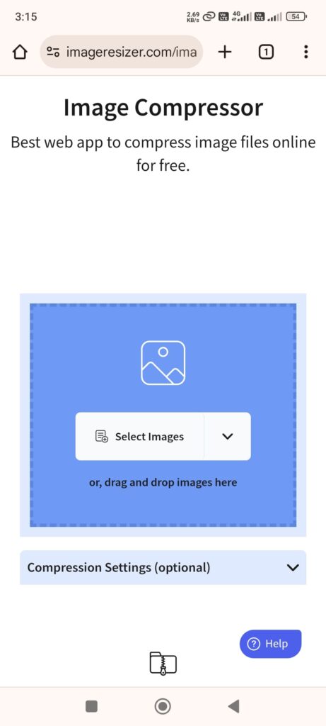 Select Image in Imagecompressor Website