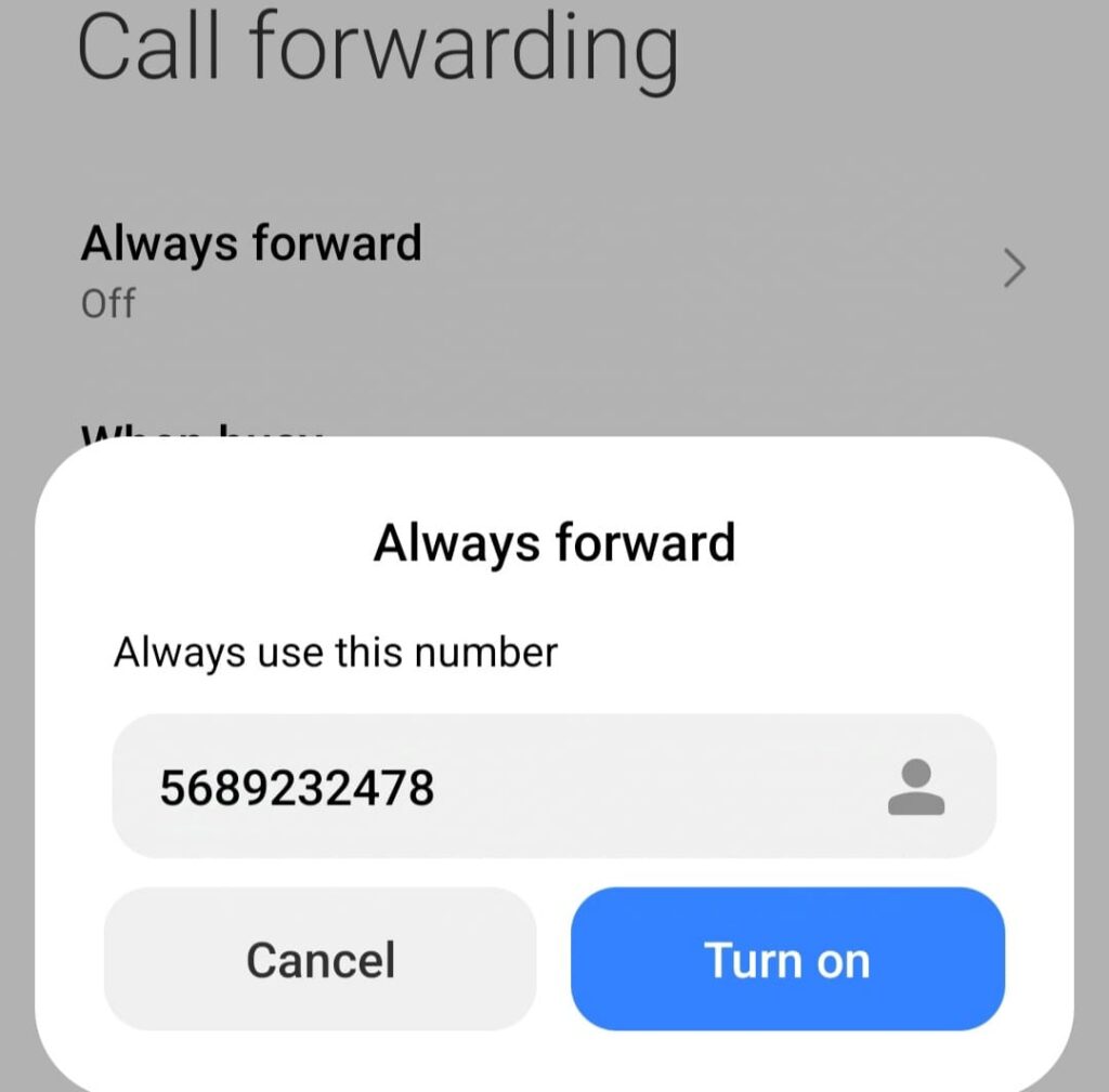 Turn on call forward