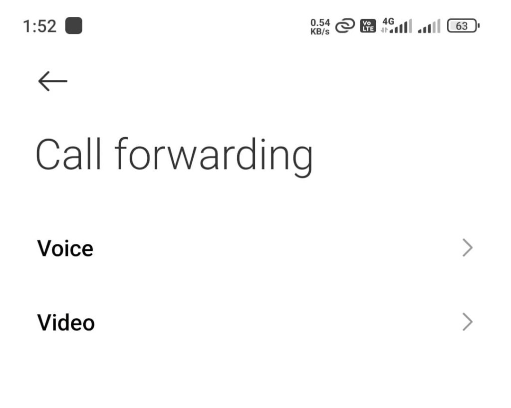 select voice or video call forward option