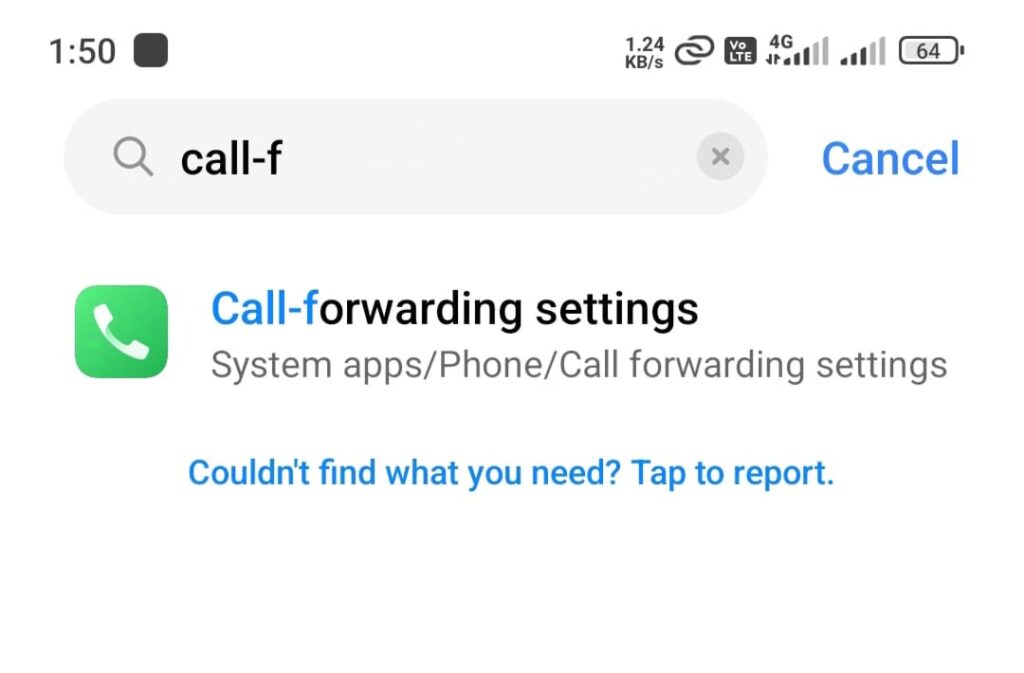 Search Call Forward in Mobile setting 